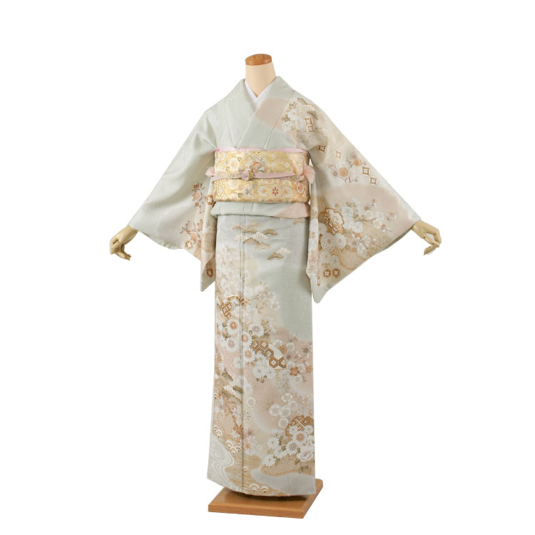 訪問着フルセットレンタル604薄緑...