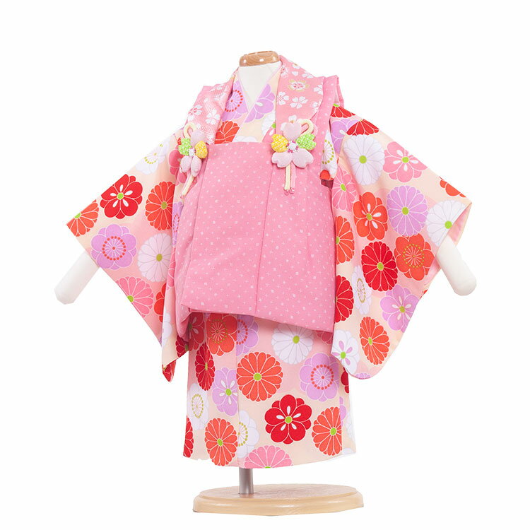 【レンタル】ベビー着物 /ピンクの花　二部式着物316 / 女の子　ひな祭り　桃の節句　花柄　和装　和服　赤ちゃん プ…