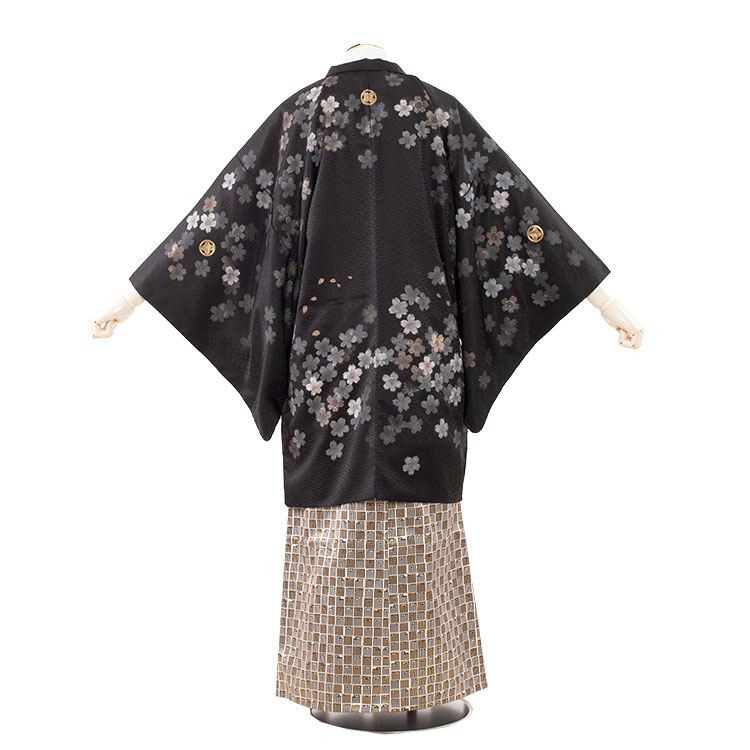 【レンタル】紋付12点フルセット 往復送料無料 新品足袋プレゼント 黒紋付 桜吹雪 卒業式 結婚式 成人式 イベント レンタル袴 レンタル衣装 袴セット 羽織袴 紋付袴 袴レンタル 紋付羽織袴 男 袴 男性 セット メンズ 貸衣装 紋付き袴 3AF6B02 黒紋付 桜吹雪