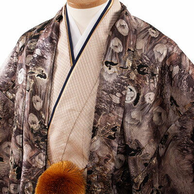 【レンタル】紋付12点フルセット 往復送料無料 新品足袋プレゼント 卒業式 結婚式 成人式 イベント レンタル袴 レンタル衣装 袴セット 羽織袴 紋付袴 袴レンタル 紋付羽織袴 男 袴 男性 セット メンズ 貸衣装 紋付き袴 紋付 羽織 着物 6C61ダークブラウン 花 ストライプ袴