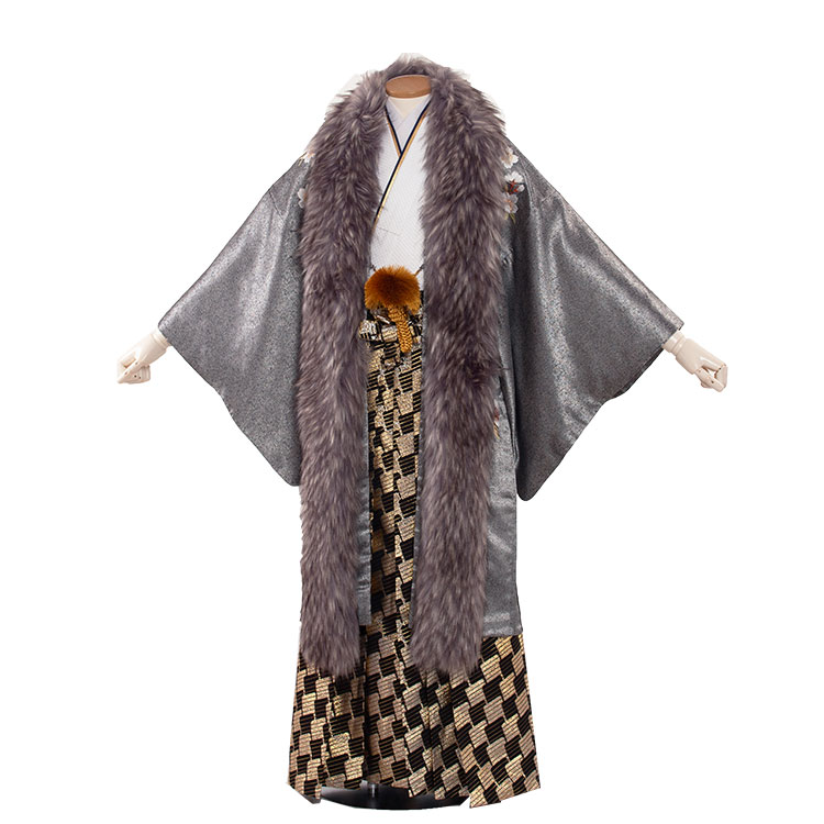 【レンタル】紋付12点フルセット 往復送料無料 新品足袋プレゼント 卒業式 結婚式 成人式 イベント レンタル袴 レンタル衣装 袴セット 羽織袴 紋付袴 袴レンタル 紋付羽織袴 男 袴 男性 セット メンズ 貸衣装 紋付き袴 紋付 羽織 着物 3AF6X32 ファー付 さくら刺しゅう