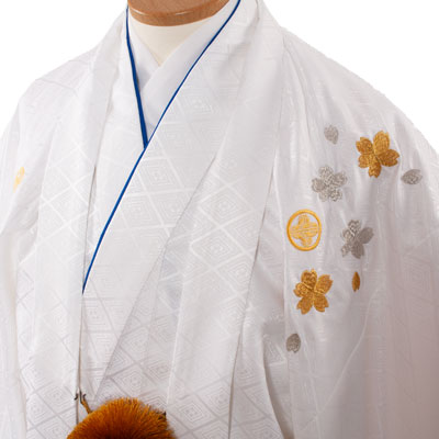 【レンタル】紋付12点フルセット 往復送料無料 新品足袋プレゼント 卒業式 結婚式 成人式 イベント レンタル袴 レンタル衣装 袴セット 羽織袴 紋付袴 袴レンタル 紋付羽織袴 男 袴 男性 セット メンズ 紋付き袴 紋付 羽織 着物 白 さくら刺しゅう 重ね亀甲袴 7H06