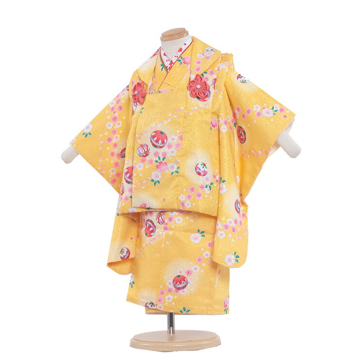 【レンタル】【七五三レンタル 女の子 2歳】黄色 桜にり/2040|七五三レンタル 被布セット|着物レンタル 七五三|七五三レンタル 2歳 女の子|着物 レンタ...
