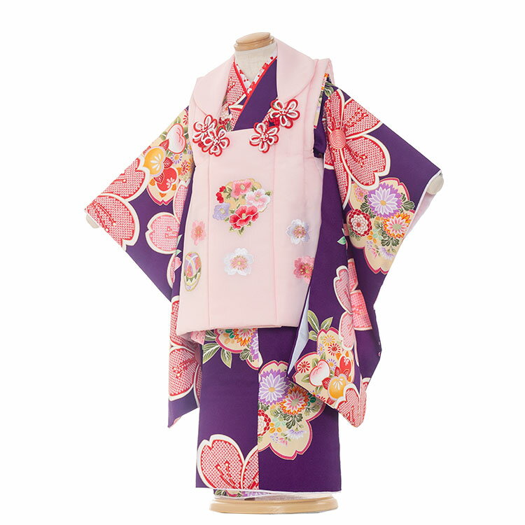 【レンタル】七五三 着物 3歳 女の子 レンタル おしゃれ かわいい レトロ 和風モダン古典 3歳女の子 被布 753着物 被布フルセット 753 ひな祭り 子...