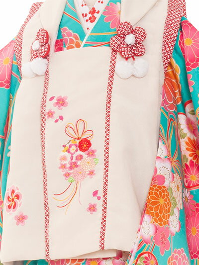 【レンタル】七五三 着物 3歳 女の子 レンタル おしゃれ かわいい アンティーク レトロ 和風モダン古典 3歳女の子 被布 753着物 被布フルセット 753 ひな祭り 子供 きもの 七五三レンタル 貸衣装 貸衣裳 往復送料無料/ 3261 エメラルドグリーン/花 小町kids