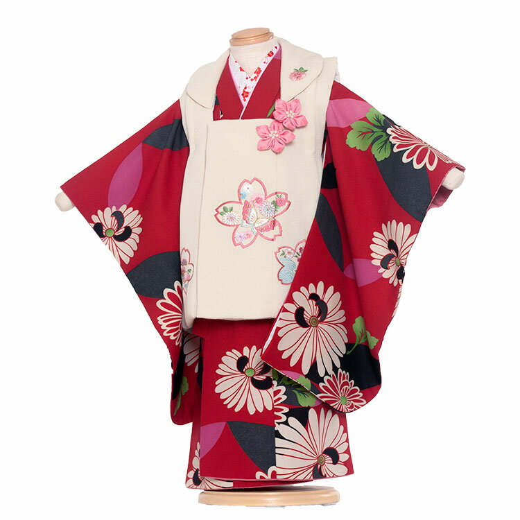 【レンタル】七五三 着物 3歳 女の子 レンタル おしゃれ かわいい アンティーク レトロ 和風モダン古典 3歳女の子 被布 753着物 被布フルセット 753...