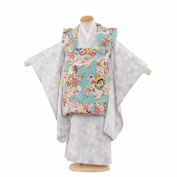 【レンタル】七五三 3歳 女の子 3468 被布 着物レンタル 人気 おしゃれ アンティーク レトロ 古典 可愛い 3歳女の子 被布フルセット 3才 数え年 ひ...