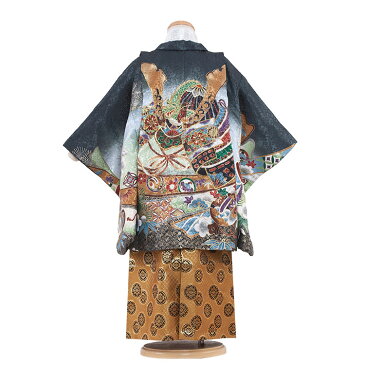 【レンタル】【簡単着付け袴】七五三 着物 男の子 三歳 3070 刺繍兜 袴53(男児3歳用)羽織袴 3歳 セット 七五三 袴 男の子 七五三 着物 男の子 フルセット レンタル 3歳男の子 着物レンタル はかま 袴 男児 袴セット レンタル七五三 貸衣装 貸衣裳 ★往復送料無料★