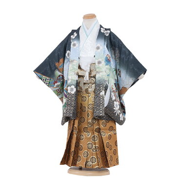 【レンタル】【簡単着付け袴】七五三 着物 男の子 三歳 3070 刺繍兜 袴53(男児3歳用)羽織袴 3歳 セット 七五三 袴 男の子 七五三 着物 男の子 フルセット レンタル 3歳男の子 着物レンタル はかま 袴 男児 袴セット レンタル七五三 貸衣装 貸衣裳 ★往復送料無料★