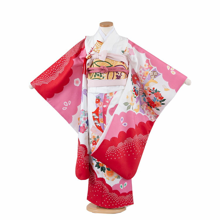 【レンタル】七五三レンタル（7歳女児結び帯） 7302 白地 束ね熨斗 雲文様 おしゃれ 可愛い 人気 結び帯 七五三レンタル 着物レンタル フルセット 帯 フルセットレンタル 6歳 7歳女の子 数え年 子供 高級 かわいい 京都 和装 新品足袋プレゼント 往復送料無料