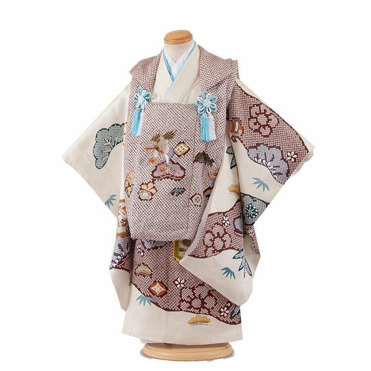 【レンタル】【正絹】 七五三 着物 3歳 男の子 被布 男児 3才 3歳男の子 男児 子供 きもの被布セット お正月 和装 お祝い 被布コート 新品足袋プレゼン...