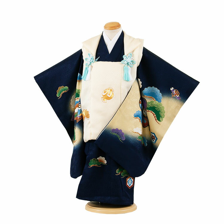 【レンタル】【正絹】 七五三 着物 3歳 男の子 被布 男児 3才 3歳男の子 男児 子供 きもの被布セット お正月 和装 お祝い 被布コート 新品足袋プレゼン...