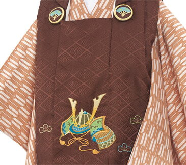 【レンタル】753 男の子 3才 レンタル 男児 被布 3-38茶色に兜3380(3歳用90〜100cm)三歳被布セット 七五三 着物 着物レンタル 七五三着物レンタル 七五三 レンタル 子供着物 結婚式 貸衣装