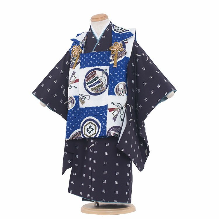 【レンタル】七五三 被布セット 男の子 / 3-41-2紺 古典風 / 小柄な3歳 着物 レンタル 七五三レンタル レンタル七五三 753 貸衣装 貸衣裳 3歳...
