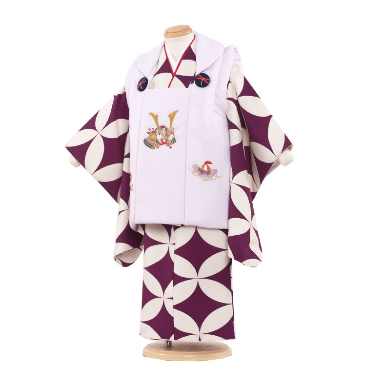 【レンタル】七五三 着物 3歳 男の子 レンタル おしゃれ アンティーク レトロ 和風モダン古典 3歳男の子 被布 753着物 被布フルセット 753 子供 き...