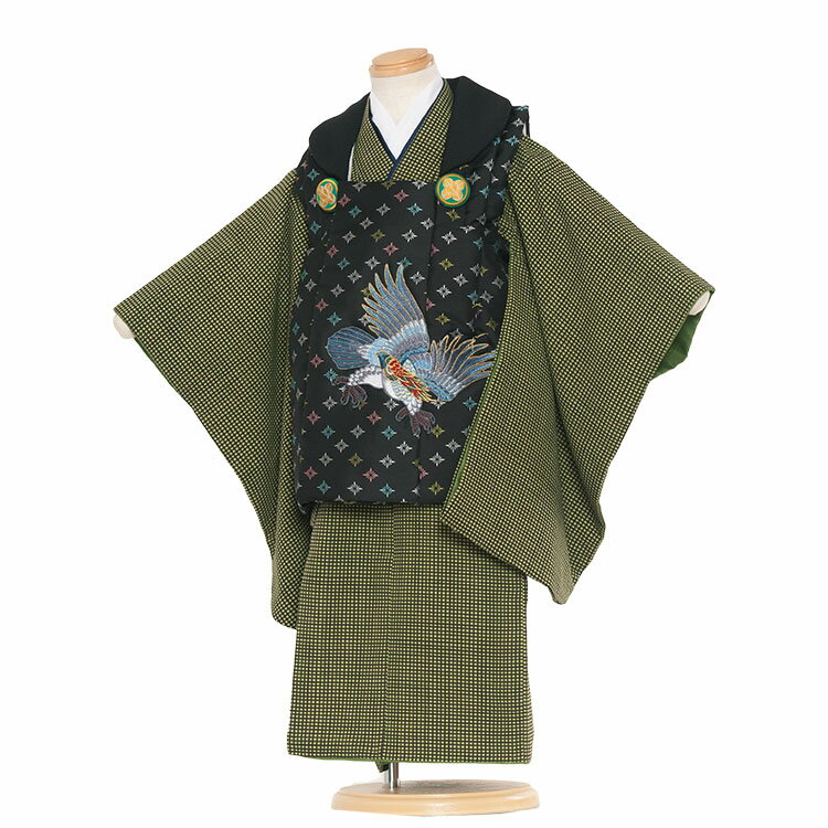 【レンタル】七五三 着物 3歳 男の子 レンタル おしゃれ レトロ 和風モダン古典 3歳男の子 被布 753着物 被布フルセット 753 子供 きもの 七五三レ...