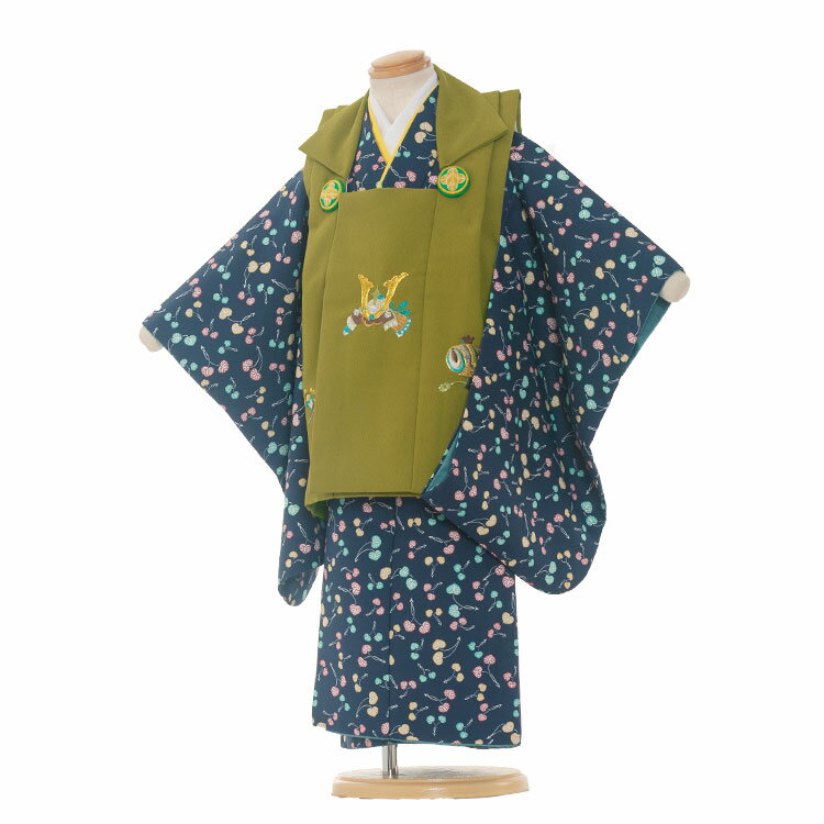 【レンタル】七五三 着物 3歳 男の子 レンタル おしゃれ アンティーク レトロ 和風モダン古典 3歳男の子 被布 753着物 被布フルセット 753 子供 き...
