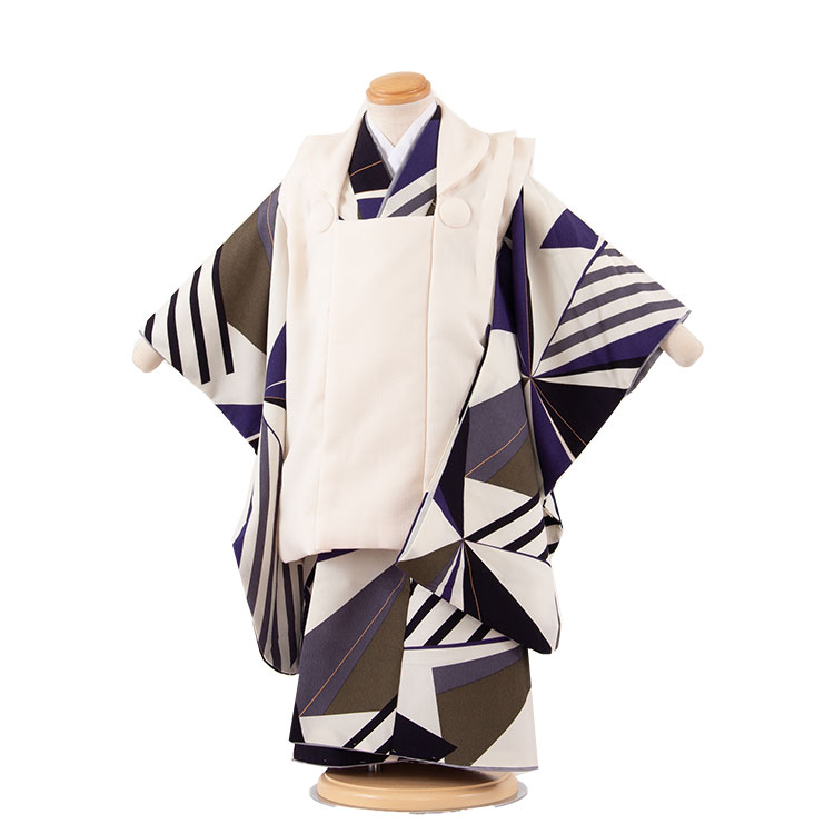 【レンタル】七五三 3歳 男の子 3A03 被布 着物 レンタル アンティーク レトロ モダン おしゃれ レンタル 男児 3歳 子供 きもの 被布セット 和装 ...