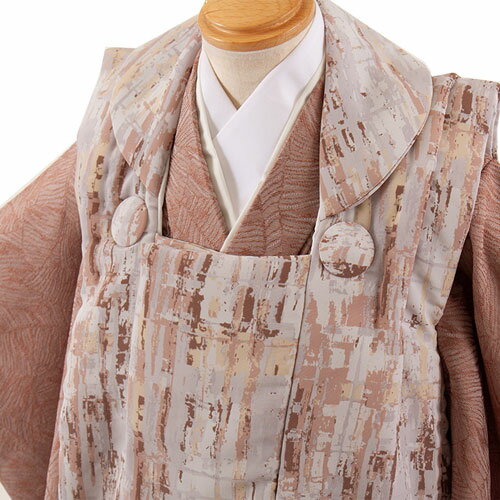 【レンタル】七五三 3歳 男の子 3A15 茶 被布 着物 レンタル アンティーク レトロ モダン おしゃれ レンタル 男児 3歳 子供 きもの 被布セット 和装 お祝い 3才 男児 数え年 被布コート かわいい お揃い 京都 貸衣装 新品足袋プレゼント 往復送料無料 3