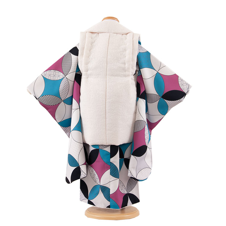 【レンタル】七五三 3歳 男の子 3A25 グレー 七宝 被布 着物 レンタル アンティーク レトロ モダン おしゃれ レンタル 男児 3歳 子供 きもの 被布セット 和装 お祝い 3才 男児 数え年 被布コート かわいい お揃い 京都 貸衣装 新品足袋プレゼント 往復送料無料 2