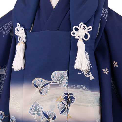 【レンタル】七五三3歳男児被布 3A40 ネイビーブルー 葵 着物レンタル アンティーク レトロ モダン おしゃれ レンタル 男児 3歳 子供きもの 被布セット 和装 お祝い 3才 男の子 被布コート かわいい 京都 貸衣装 新品足袋プレゼント 往復送料無料 3