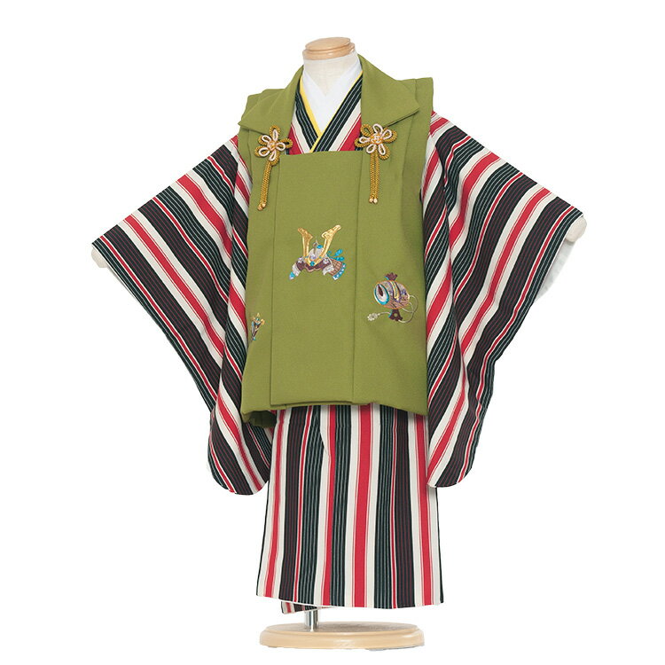 【レンタル】七五三 着物 3歳 男の子 レンタル おしゃれ アンティーク レトロ 和風モダン古典 3歳男の子 被布 753着物 被布フルセット 753 子供 き...