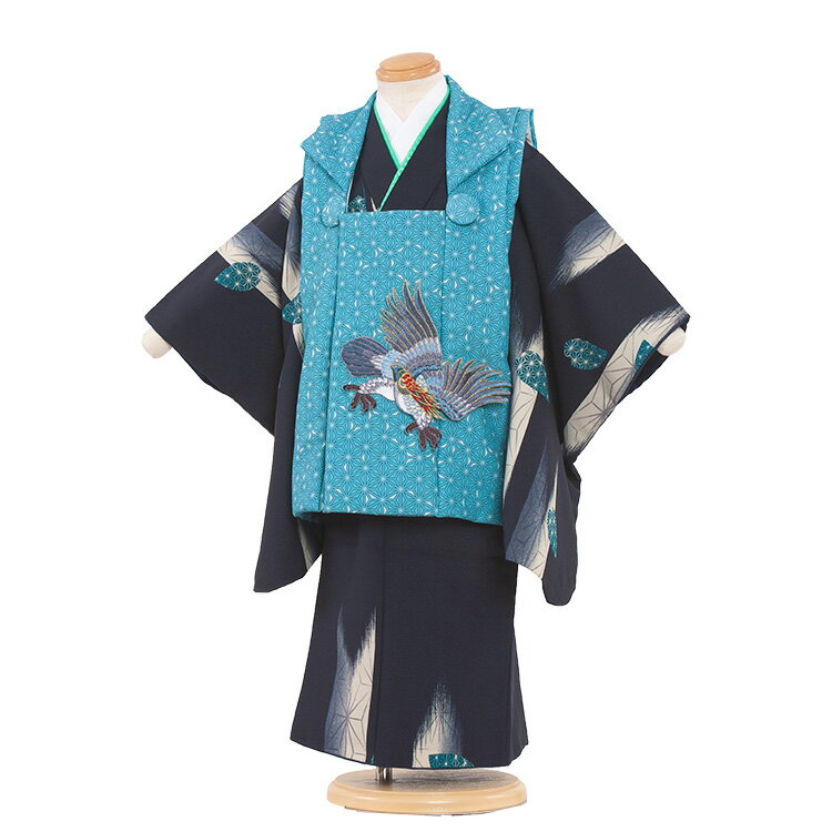 【レンタル】七五三 着物 3歳 男の子 身長90〜100センチ レンタル おしゃれ アンティーク レトロ 和風モダン古典 3歳男の子 被布 753着物 被布フル...