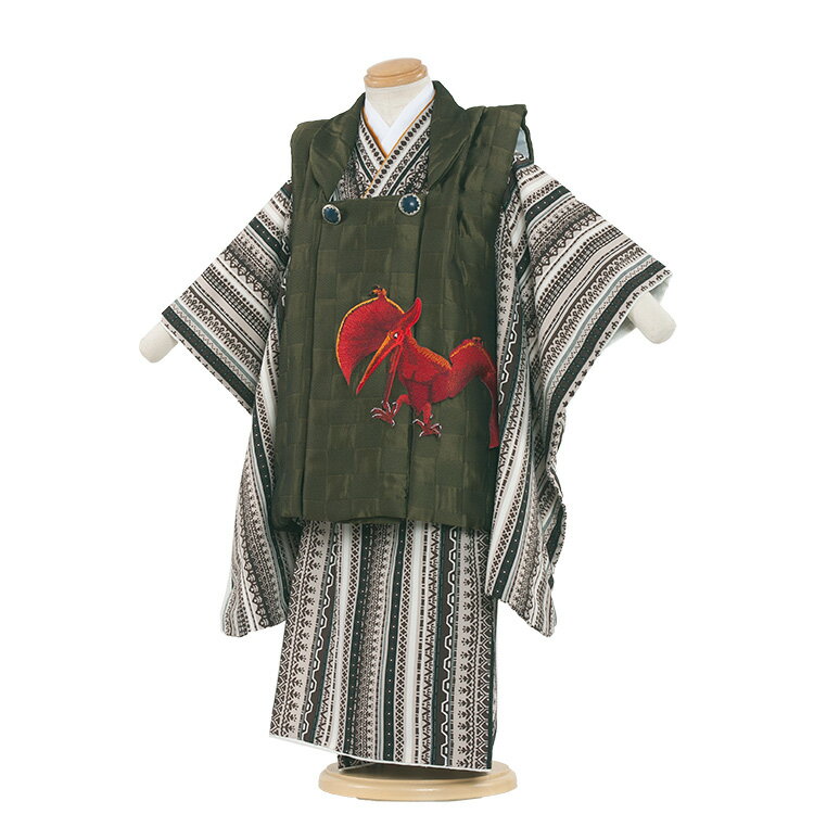 【レンタル】七五三 着物 3歳 男の子 身長90〜100センチ レンタル おしゃれ アンティーク レトロ 和風モダン古典 3歳男の子 被布 753着物 被布フル...