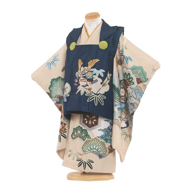 【レンタル】七五三 着物 3歳 男の子 身長90〜100センチ レンタル おしゃれ アンティーク レトロ 和風モダン古典 3歳男の子 被布 753着物 被布フル...