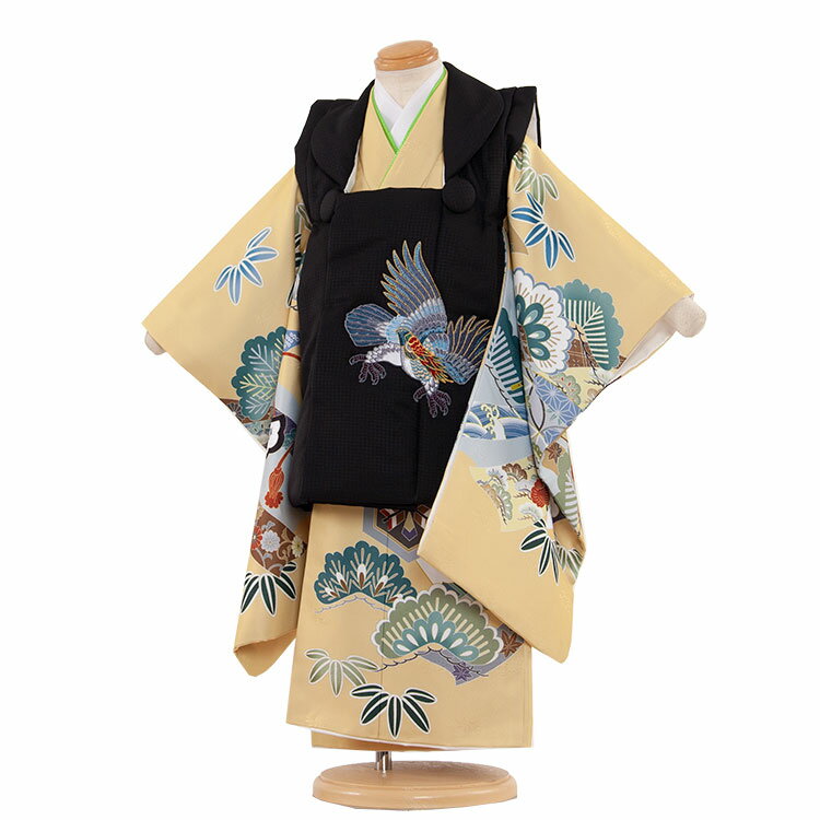 【レンタル】七五三 着物 3歳 男の子 身長90〜100センチ レンタル おしゃれ アンティーク レトロ 和風モダン古典 3歳男の子 被布 753着物 被布フル...