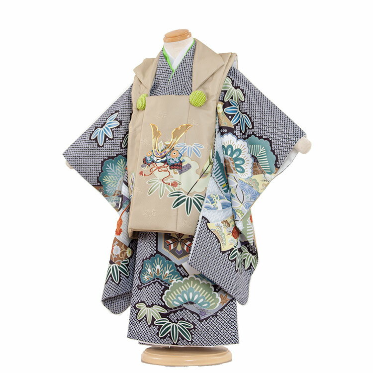 【レンタル】七五三 着物 3歳 男の子 身長90〜100センチ レンタル おしゃれ アンティーク レトロ 和風モダン古典 3歳男の子 被布 753着物 被布フル...