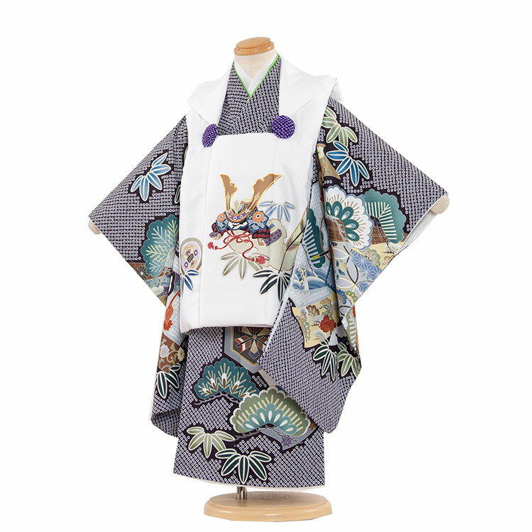 【レンタル】七五三 着物 3歳 男の子 身長90〜100センチ レンタル おしゃれ アンティーク レトロ 和風モダン古典 3歳男の子 被布 753着物 被布フル...