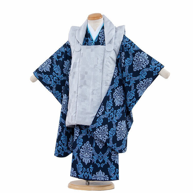 【レンタル】七五三 3歳 男の子 5-46 被布 着物 レンタル アンティーク レトロ モダン 古典 レンタル 男児 七五三 3歳 子供 きもの 被布セット 和...