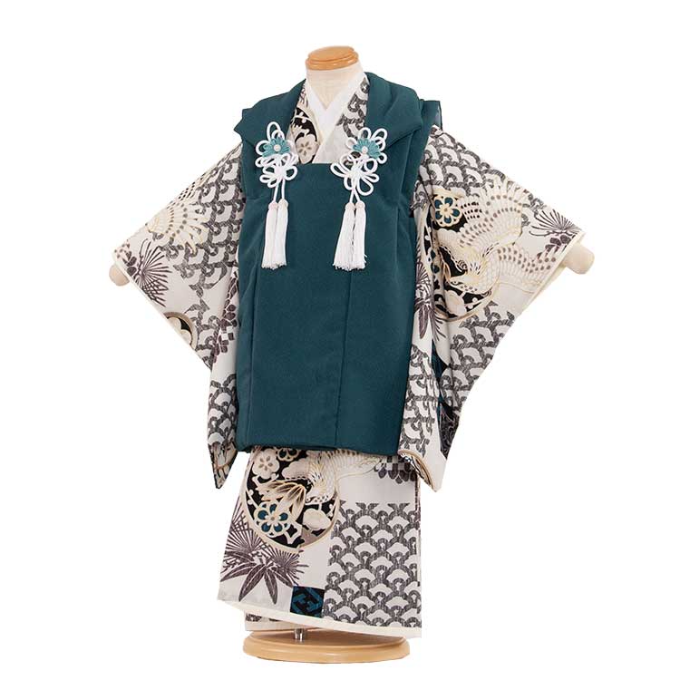 【レンタル】七五三 3歳 男の子 5-56 ジャパンスタイル 被布 着物 レンタル アンティーク レトロ モダン 古典 レンタル 男児 七五三 3歳 子供 きも...