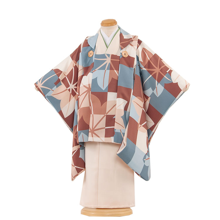 【レンタル】七五三 3歳 男の子 5-66 おしゃまコート もみじ 被布 着物 レンタル アンティーク レトロ モダン 古典 レンタル 男児 七五三 3歳 子供...