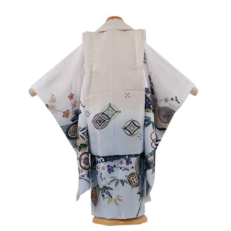 【レンタル】七五三 3歳 男の子 5-86 白地 鷹 被布 着物 レンタル アンティーク レトロ モダン おしゃれ 古典 レンタル 男児 七五三 3歳 子供 きもの 被布セット 和装 お祝い 3才 男児 数え年 被布コート かわいい 京都 貸衣装 記念 新品足袋プレゼント 往復送料無料 2