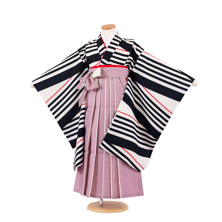 【レンタル】卒園式 6歳 フルセット 女の子 7歳 着物 卒園袴レンタル 卒園袴 7歳女の子 七五三 女児袴 着物 レンタル 袴 子供 お祝い着 卒園式 6歳 6才 きものレンタル 新品足袋プレゼント 往復送料無料 0135 白地 くすみラベンダー袴