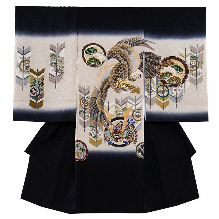 楽天着物レンタル　京都ちりめんや【レンタル】 正絹 お宮参り 産着 男の子 赤ちゃん レンタル産着 産着レンタル 祝着レンタル 着物レンタル 男の子産着 初着 祝い着 赤ちゃん着物 きもの 記念撮影 往復送料無料　3AL2409 手描き 鷹