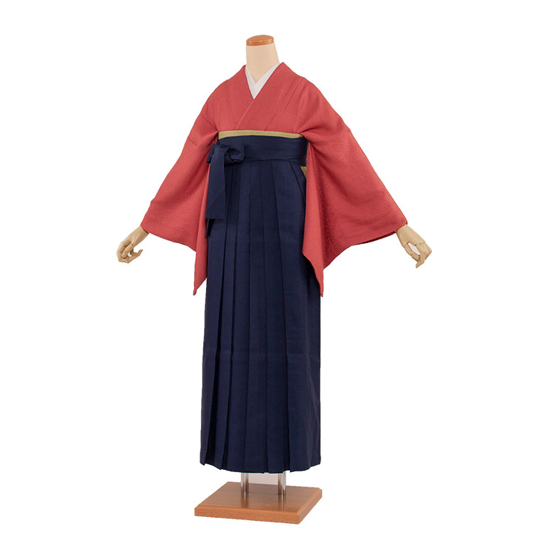 【レンタル】 卒業式　袴レンタル レンタル袴女袴（0043）煉瓦色・無地/紺袴91　着物レンタル　卒業袴..