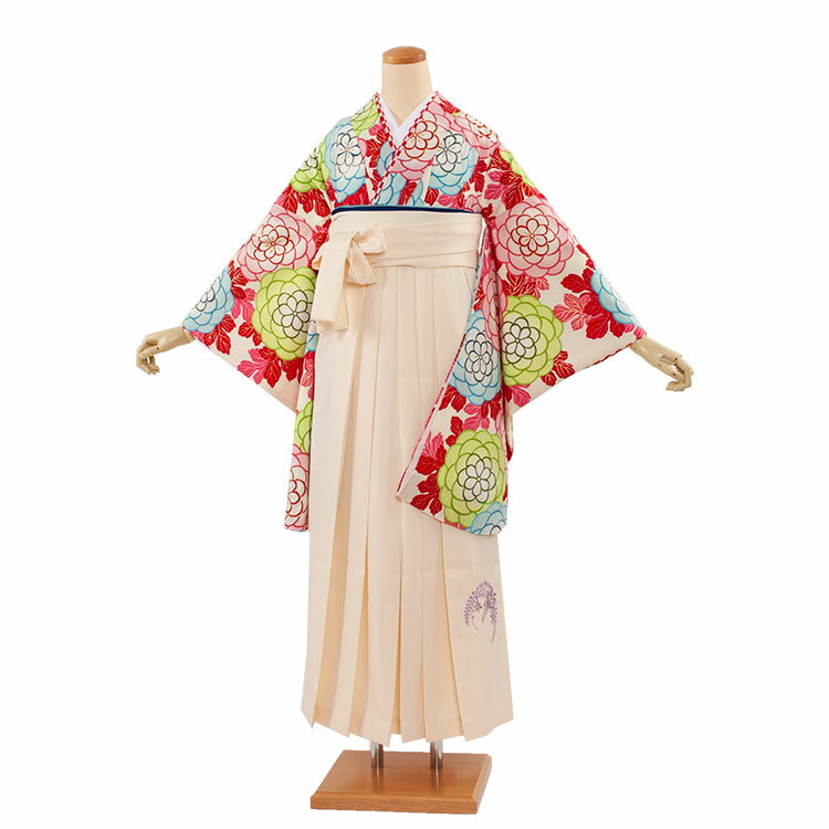 【レンタル】 卒業式 袴 レンタル 卒業式 袴セット 女 袴 セット 卒業式 女性 卒業式袴セット 2尺袖着物 袴フルセットレンタル 安い 大学生 先生 学生 3AG1084　アイボリー菊/ベージュ袴(4)