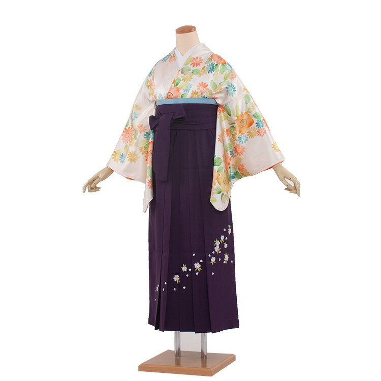 【レンタル】 卒業式 袴レンタル レンタル袴女袴(0014)花/紫袴91 着物レンタル 卒業袴 フルセットレンタル 大人用 先生用 女性 大学 短大 専門学校 謝恩会 卒業式袴 2月 3月 4月 袴レンタル 春 往復送料無料