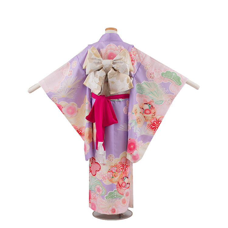 【レンタル】ジュニア着物 レンタル 女の子 子供着物 十三参り ハーフ成人式 10歳 13歳 女の子着物フルセットレンタル きもの ジュニア着物フルセット 結婚式 発表会 イベント 卒業式 小学生 子供用 貸衣装 往復送料無料 9049 ラベンダー 松竹梅 鈴まり 3