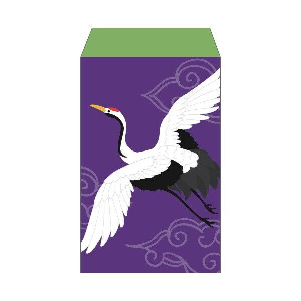 鶴飛翔／ポチ袋(中)5枚セット お年玉袋・ぽち袋・おしゃれでかわいい多目的祝儀袋