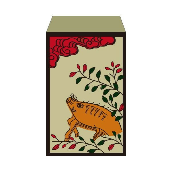 花札・萩に猪／ポチ袋(中)5枚セット お年玉袋・ぽち袋・おしゃれでかわいい多目的祝儀袋