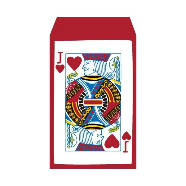 ハートのジャック【トランプ】／ポチ袋(中)5枚セット お年玉袋・ぽち袋・おしゃれでかわいい多目的祝儀袋