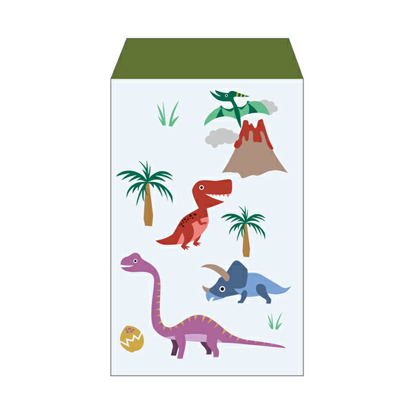 恐竜／ポチ袋(中)5枚セット お年玉袋・ぽち袋・おしゃれでかわいい多目的祝儀袋