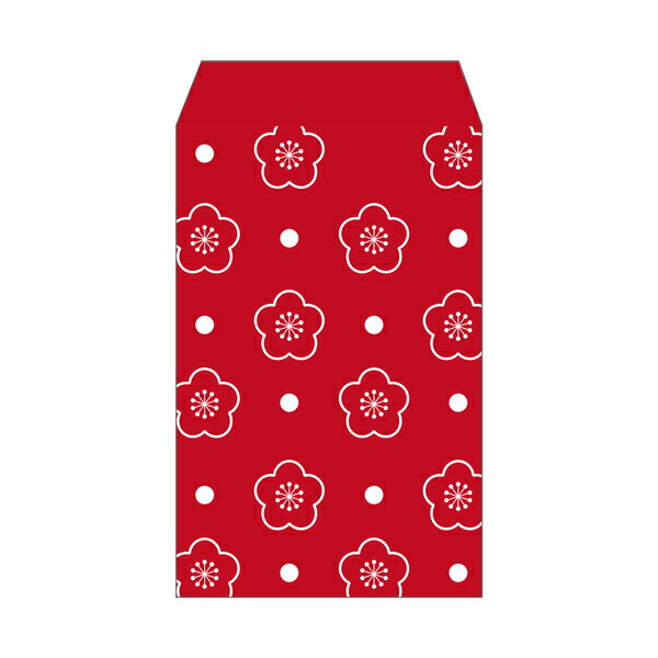 みずたま梅・赤／ポチ袋(中)5枚セット お年玉袋・ぽち袋・おしゃれでかわいい多目的祝儀袋