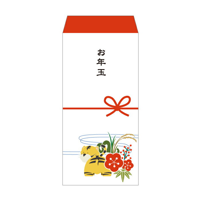 【お年玉袋】寅と松竹梅(大)／3枚　お札を折らずに【和紙製ポチ袋】