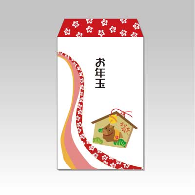 【2026年お年玉袋】絵馬(小)／5枚　お札が3つ折り【上質紙製ポチ袋】