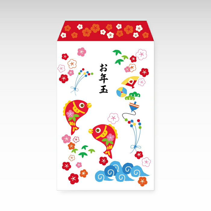 【2025年お年玉袋】海老で鯛釣り(小)／3枚　お札が3つ折り【和紙製ポチ袋】